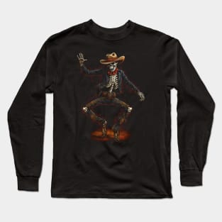 Dancing Skeleton Cowboy Long Sleeve T-Shirt